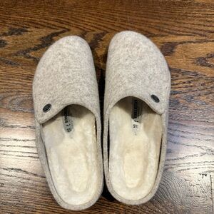 Birkenstock Beige Wool Slippers